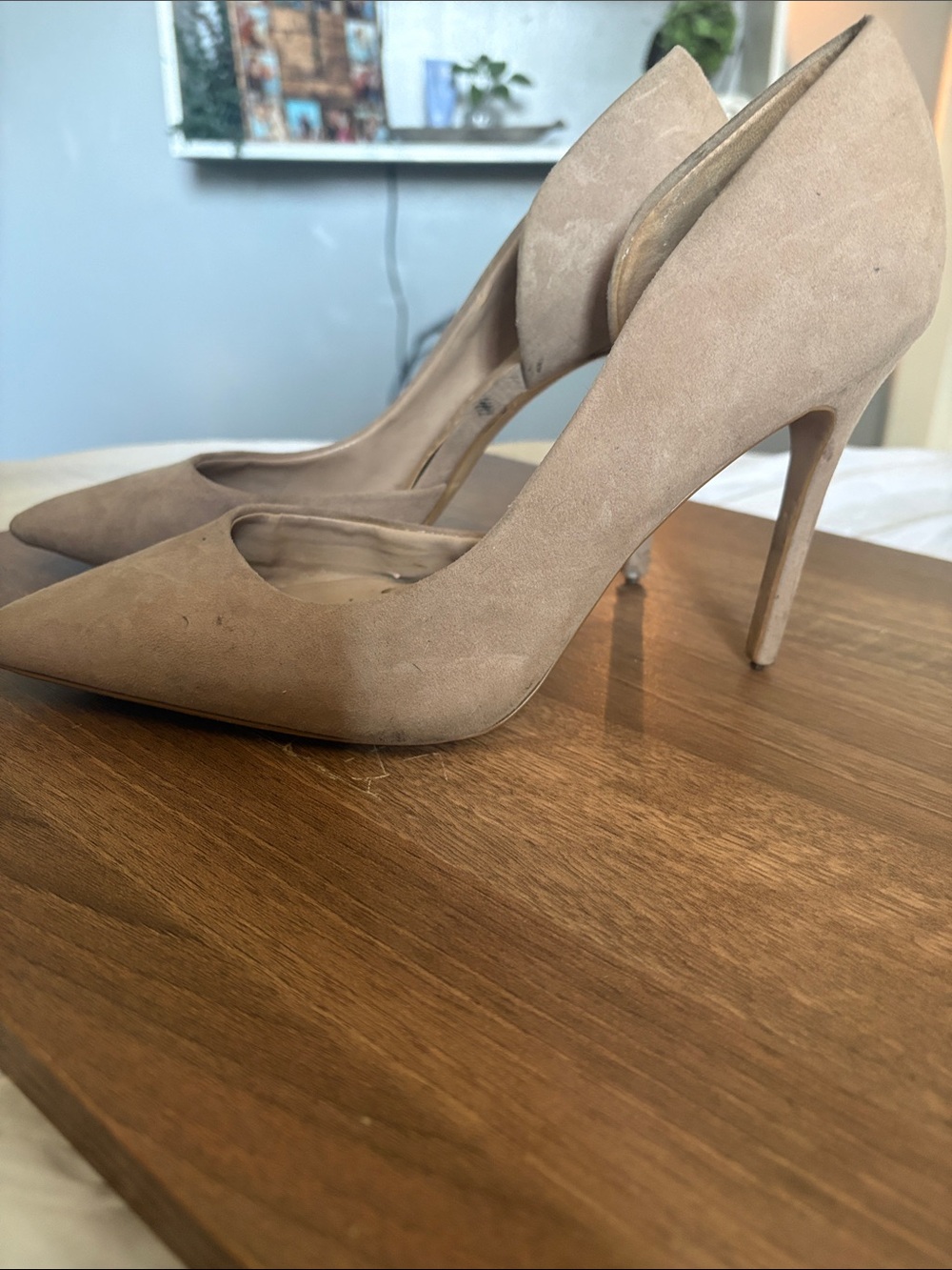 Mix No. 6 Pointed-Toe Suede Pumps in Light Beige